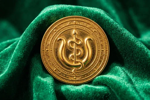 Gold Serpent Medallion on Emerald Velvet