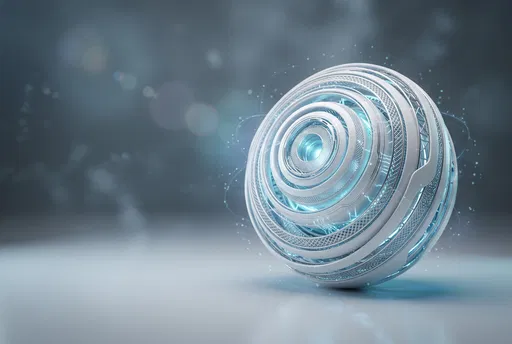 Futuristic Glowing White and Silver AI Core