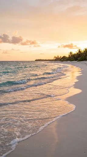 Golden Sunset on Tropical White Sand Beach