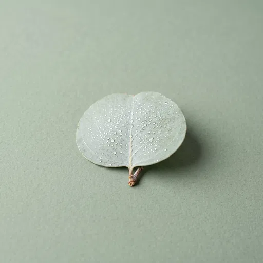 Dewy Eucalyptus Leaf on Sage Background