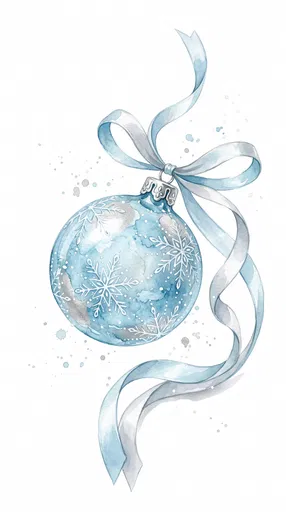 Watercolor Blue Snowflake Christmas Bauble Clipart