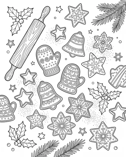 Christmas Cookie Baking Coloring Page