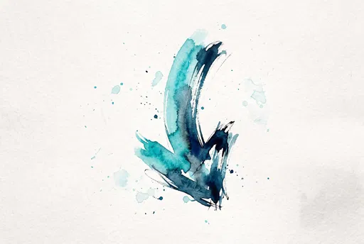 Turquoise Watercolor Downward Arrow Illustration
