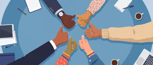 Diverse Team Hands Giving Thumbs Up