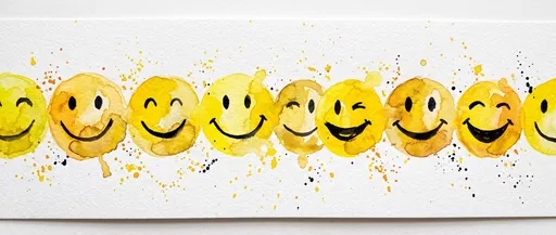 Watercolor Yellow Smiley Faces Row