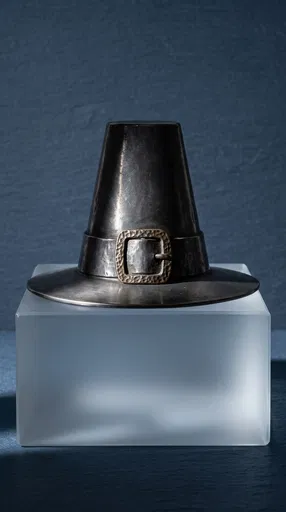 Pewter Pilgrim Hat on Frosted Plinth