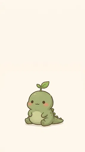 Cute Green Sprout Dragon Illustration