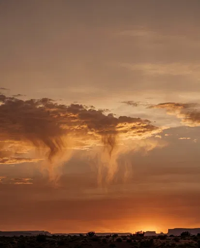 Warm Desert Sunset with Virga Clouds