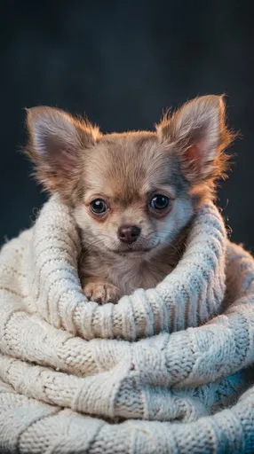 Chihuahua Puppy in Cream Knit Sweater