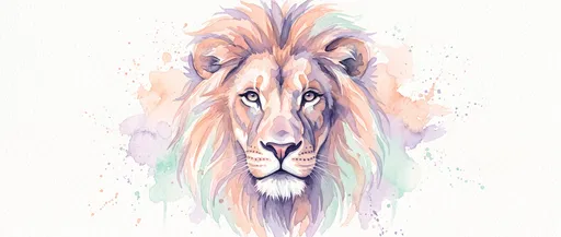 Pastel Watercolor Lion Head Illustration