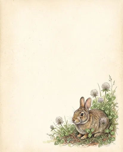Watercolor Rabbit in Clover Corner Illustration
