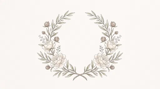 Symmetrical Peony and Olive Floral Crest