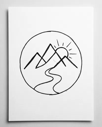 Simple Marker Drawing of Mountain Landscape