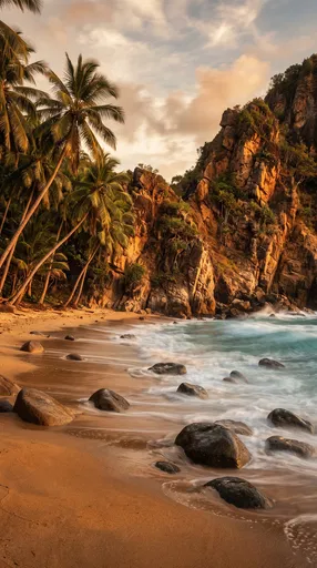 Golden Hour Tropical Cove Beach