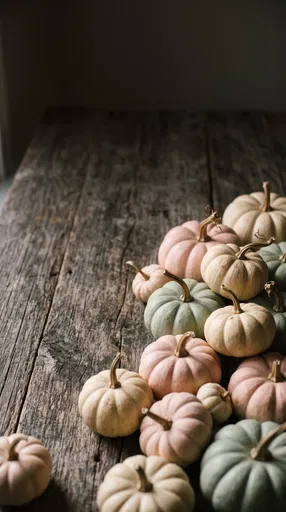 Pastel Mini Pumpkins on Rustic Wood