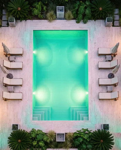 Overhead View of Mint Green Pool