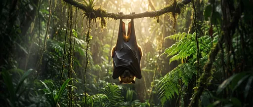 Sleeping Flying Fox in Tropical Jungle