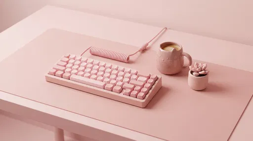 Pastel Pink Mechanical Keyboard Desk Setup
