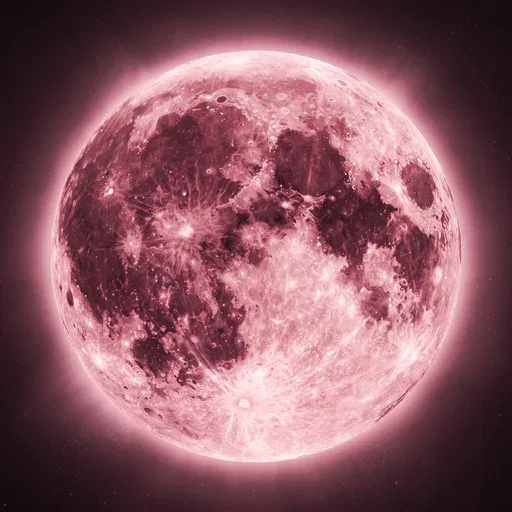Glowing Pink Full Moon Close-Up