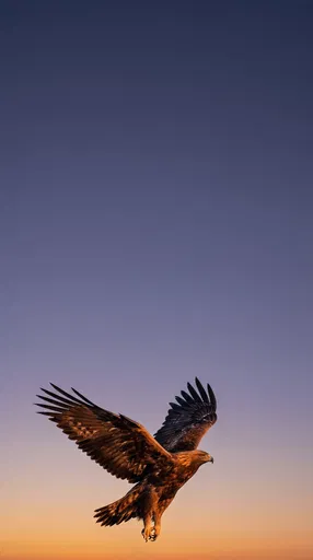 Golden Eagle Flying in Twilight Sky