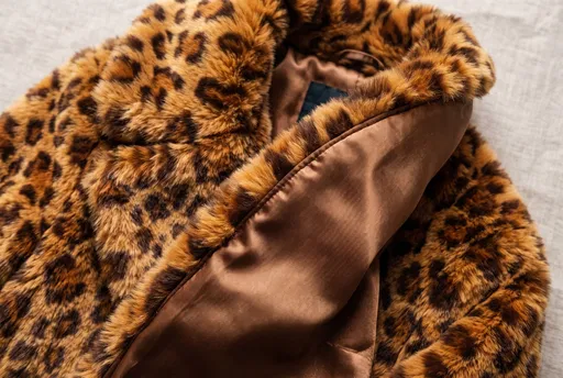 Leopard Print Faux Fur Coat Close-Up