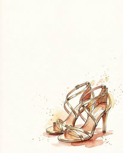 Watercolor Gold Strappy High Heel Sandals