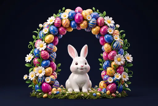 Porcelain Easter Bunny Under Egg Archway