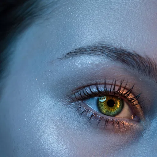 Macro Green Eye in Cool Blue Light