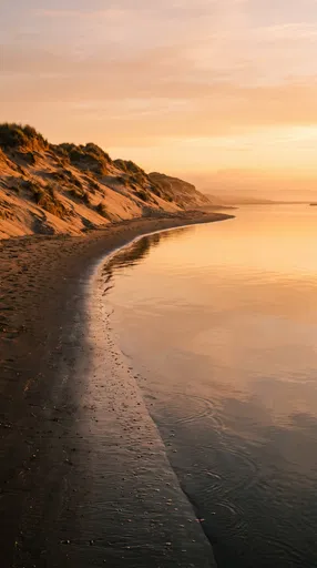 Golden Sunset Over Coastal Sand Dunes