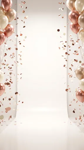 Rose Gold Balloons and Confetti Frame