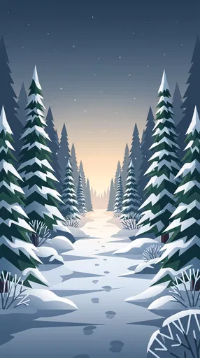 Snowy Winter Forest Path Vector Illustration