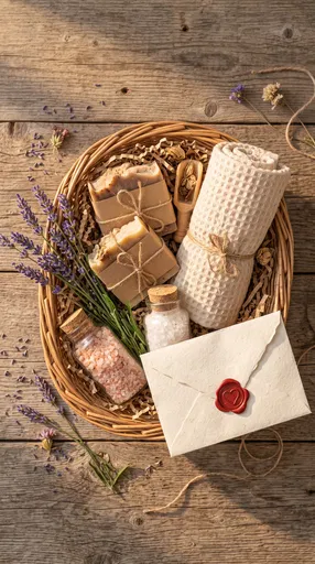 Rustic Spa Gift Basket Flat Lay