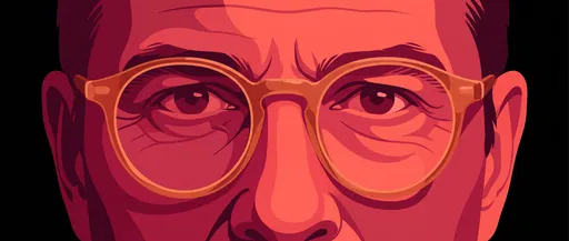 Red Graphic Illustration of Man With Glasses