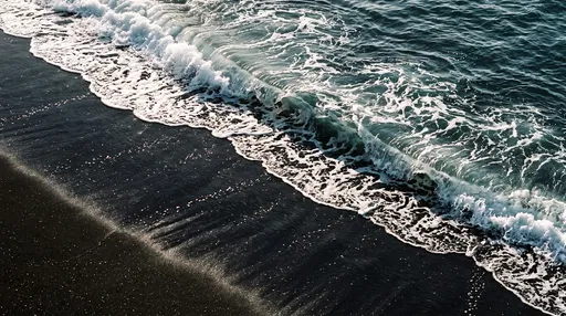 Ocean Waves on Black Volcanic Sand