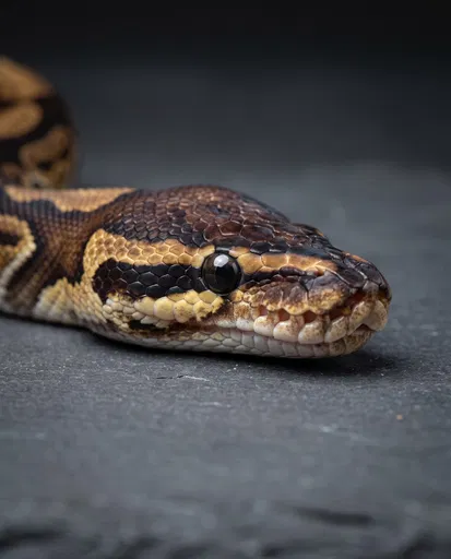 Close-Up Studio Portrait of Ball Python Head