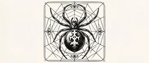 Woodcut False Widow Spider Illustration