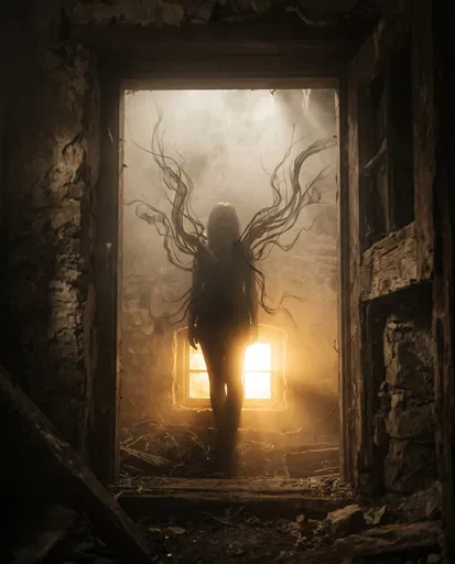 Silhouetted Figure With Tendrils in Doorway