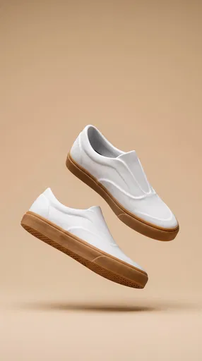 Floating White Minimalist Sneakers on Beige