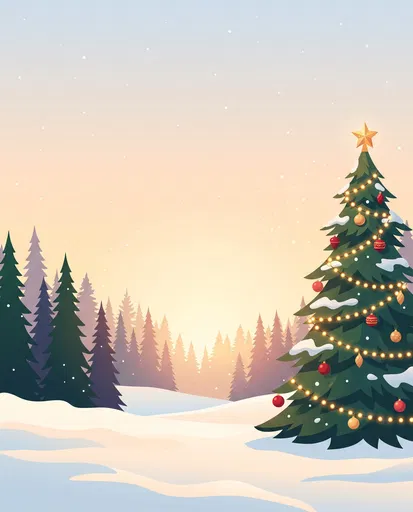 Decorated Christmas Tree in Snowy Forest