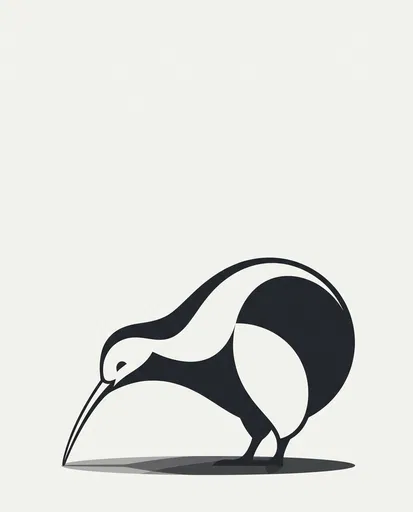 Minimalist Geometric Kiwi Bird Illustration