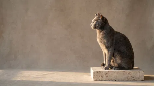 Grey Cat Profile on Stone Plinth