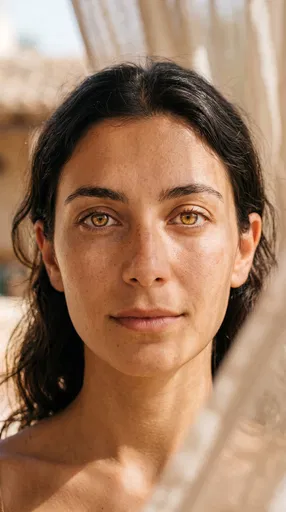 Close-Up Portrait of Woman in Sunlight