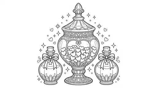 Ornate Valentine Candy Jar Coloring Page