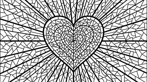 Stained Glass Heart Mosaic Coloring Page