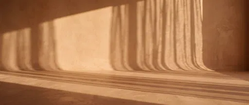 Warm Terracotta Plaster Wall With Curtain Shadows