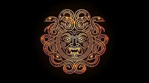 Glowing Gold Gorgon Mask Emblem