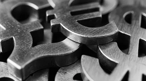 Macro Brushed Steel Currency Symbols