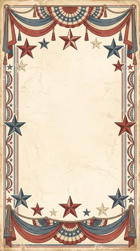 Vintage Patriotic Bunting and Star Border