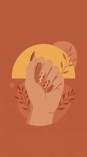 Autumn Nail Art Flat Illustration
