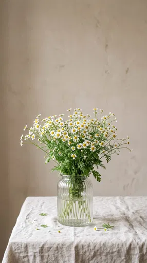 Chamomile Bouquet in Ribbed Glass Vase